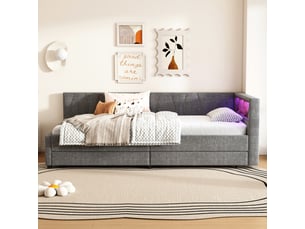 Lit banquette 90x200 cm <strong>OXEZA</strong>  <strong></strong> coloris gris