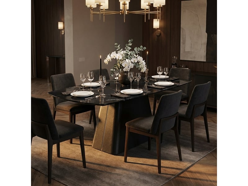 Table extensible en céramique pour salle à manger libin - noir  - Conforama B
