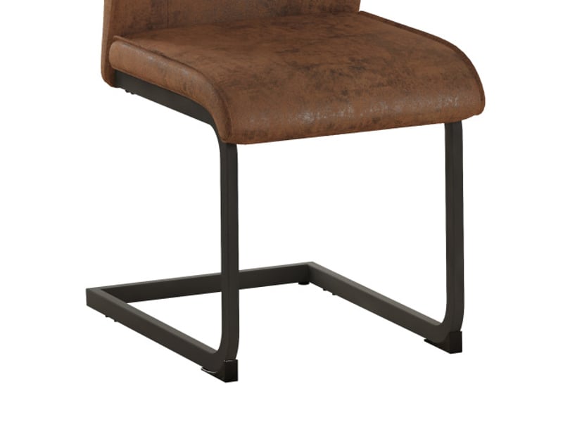 Ensemble de 2 chaises de salle à manger marron – tissu high-tech, design ergonomique et confortable, pieds métal noir - Conforama E