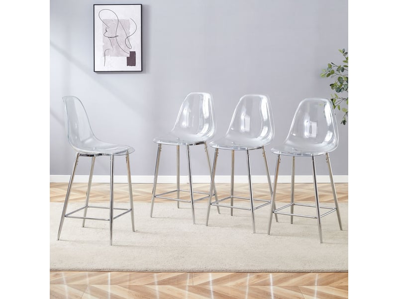  Chaise de cuisine structure métal chaise repas transparente finition argent or noir design moderne usage bar  - Conforama B