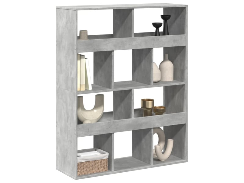  Cloison bibliothèque, meuble de rangement gris béton bois d'ingénierie shl4421  - Conforama C