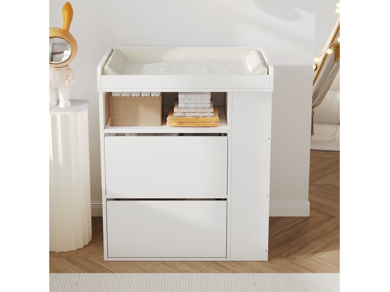 Commode à langer 2-en-1 avec 2 tiroirs 82x50x100 cm mdf blanc - Conforama B