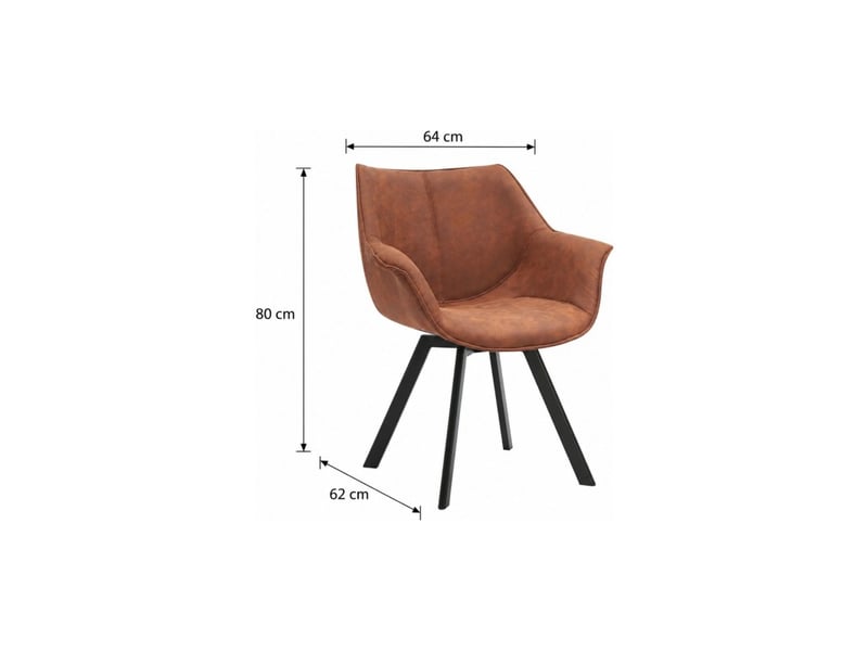  Lot de 2 chaises design comfy pivotantes à 180° en microfibre marron et pieds noirs  - Conforama C