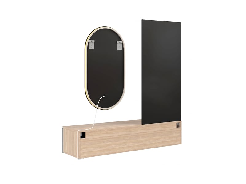  Armoire en rotin 135x47x200 cm avec 2 penderies et 6 tiroirs couleur chêne  - Conforama D