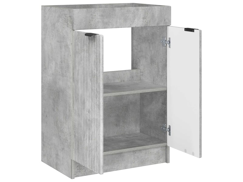  Armoire sous évier de salle de bain, meuble de rangement gris béton shl7872  - Conforama D