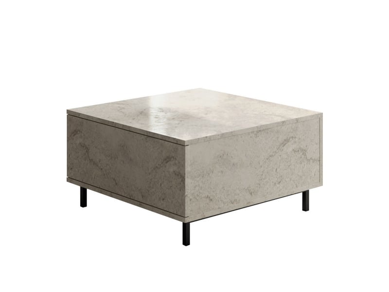  Table basse bois mdf mélaminé effet travertin - l75 x h40 x p75 cm - pieds métal - moderne  - Conforama A