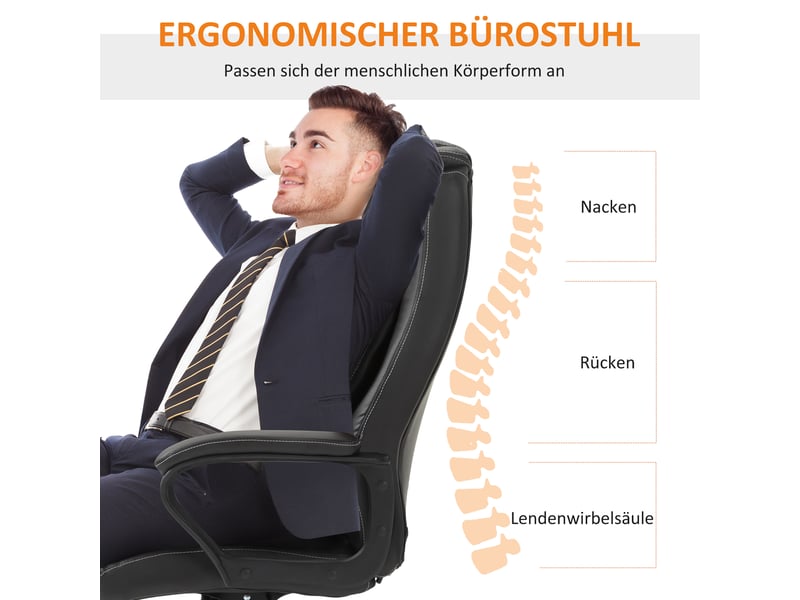  Fauteuil de bureau avec fonction massage, fauteuil de direction réglable en hauteur, fauteuil pivotant ergonomique, 6 points de vibration, marron  - Conforama E