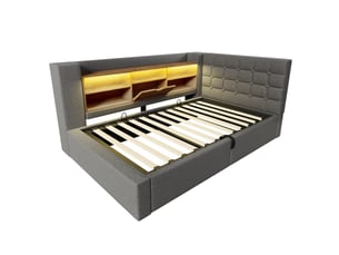 Lit coffre 90x190 cm <strong></strong>  <strong>Qualité haut de gamme</strong> coloris gris