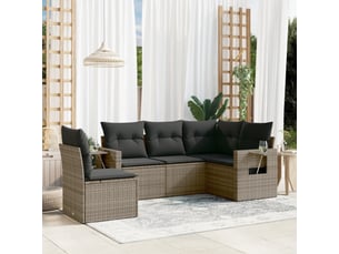 Vidaxl ensemble de canapé de jardin 5 pcs avec coussins gris résine tressée