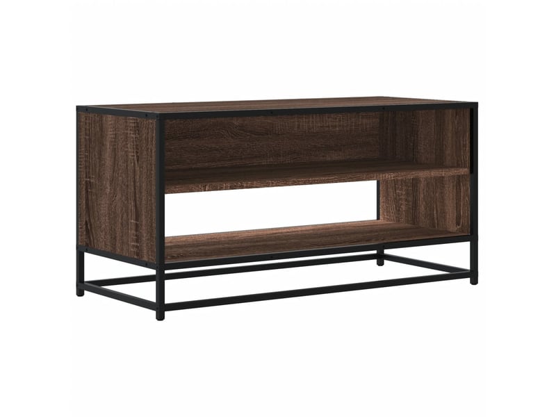  Meuble tv - banc tv - meuble de rangement chêne marron 91x40x46 cm bois d'ingénierie et métal  - Conforama A