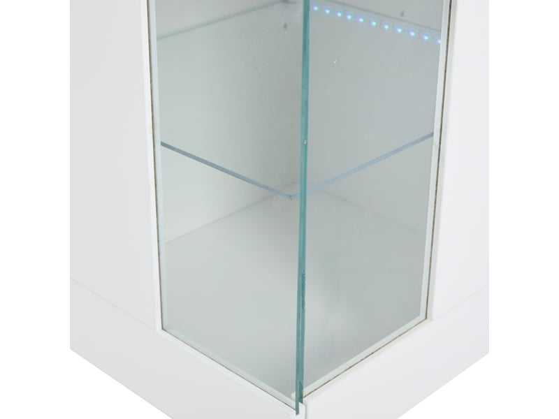 Buffet de salon blanc brillant avec éclairage led intégré, portes en verre trempé et rangement 140 x 40 x 70 cm - Conforama W
