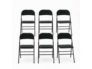 Chaises de salle à manger pliantes, lot de 6 avec assise rembourrée, en acier et tissu polyester noir