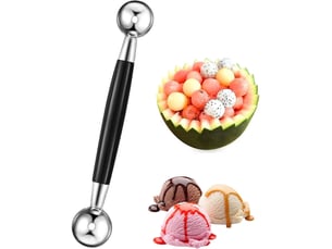 1pcs paquet de cuillère à boule de melon à fruits double face, 18 cm cuillère parisienne de melon 2 en 1 cuillère à boule en acier inoxydable