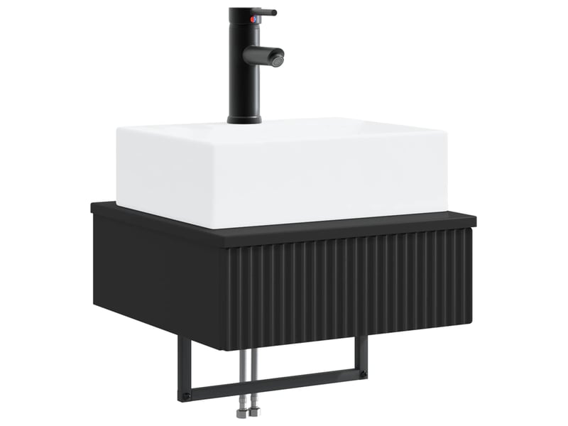 Basin de lavage mural, lavabo noir 40x41x39 cm bois d'ingénierie - Conforama A