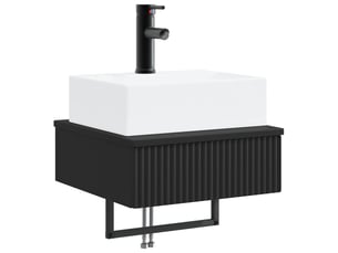 Basin de lavage mural, lavabo noir 40x41x39 cm bois d'ingénierie
