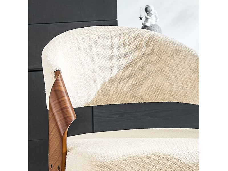  Lot de 2 tabourets de bar 51x42x95 cm, chaise de bar, tabouret haut, dossier ergonomique, assise tissu, bois, blanc  - Conforama E