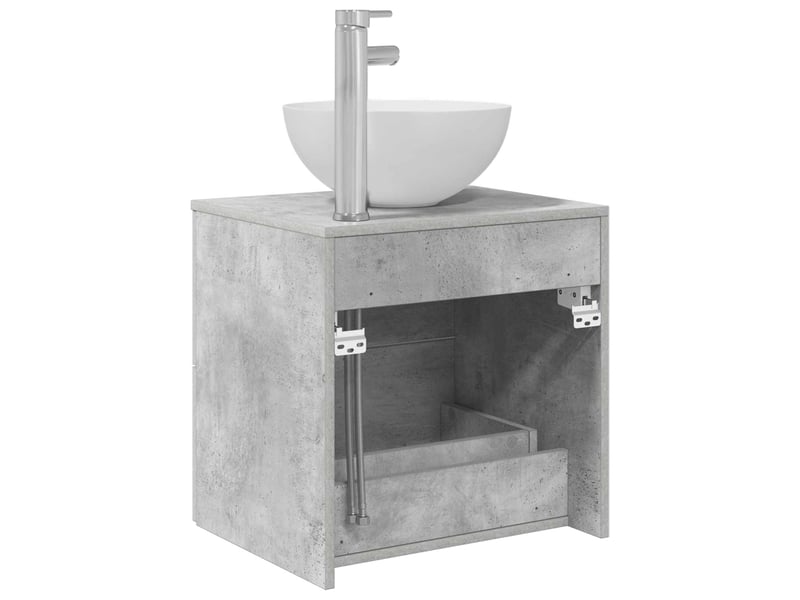 Meuble lavabo mural, meuble de rangement gris béton 49.5x35x63 cm - Conforama E