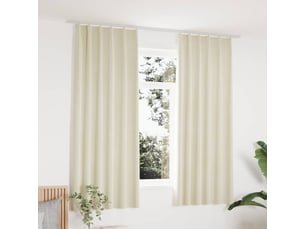 Lot de 2 rideaux occultants, rideaux black-out avec crochets velours crème 140x175 cm cf44895