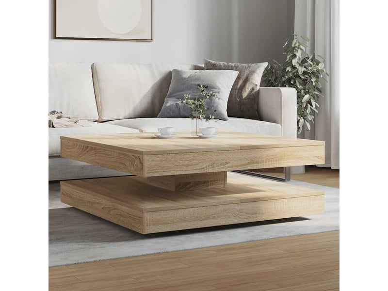  Table basse | table de salon rotative à 360 degrés chêne sonoma 90x90x34,5 cm  - Conforama C