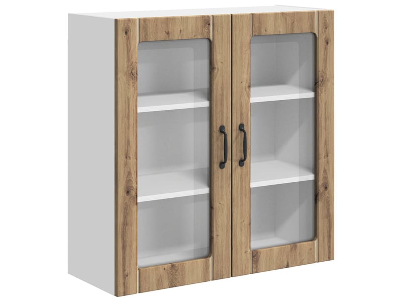 Meuble mural de cuisine, cabinet en verre mural chêne artisanal 80x31x80cm shl9572 - Conforama A