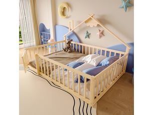 Lit cabane 140x190 cm <strong>HAUSS SPOLE</strong> <strong></strong> coloris naturel