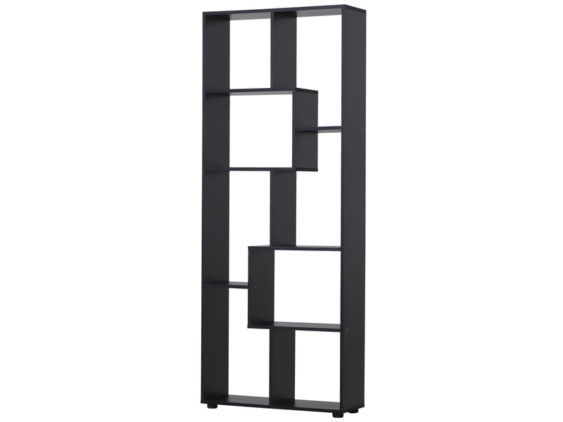  Bibliothèque étagère zig zag design contemporain 70l x 24l x 178h cm panneaux particules noir  - Conforama B