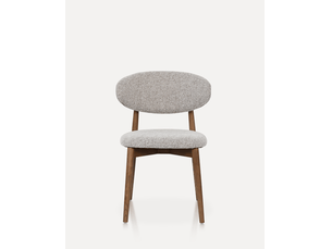 Chaise de salle à manger lot de 2 avec dossier incurvé et assise rembourrée en tissu et bois brun noyer et gris beige