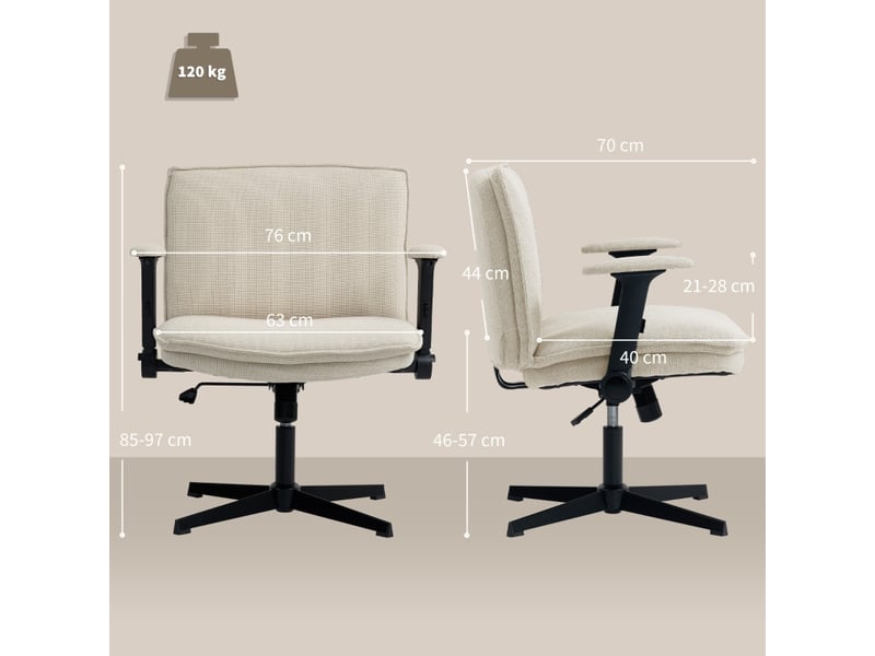  Chaise de bureau rosaros accoudoirs rabattables siège large crème  - Conforama E