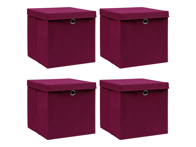  Boîtes de rangement 4 pcs rouge foncé 32x32x32 cm tissu shl51477  - Conforama B