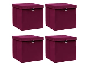 Boîtes de rangement 4 pcs rouge foncé 32x32x32 cm tissu shl51477