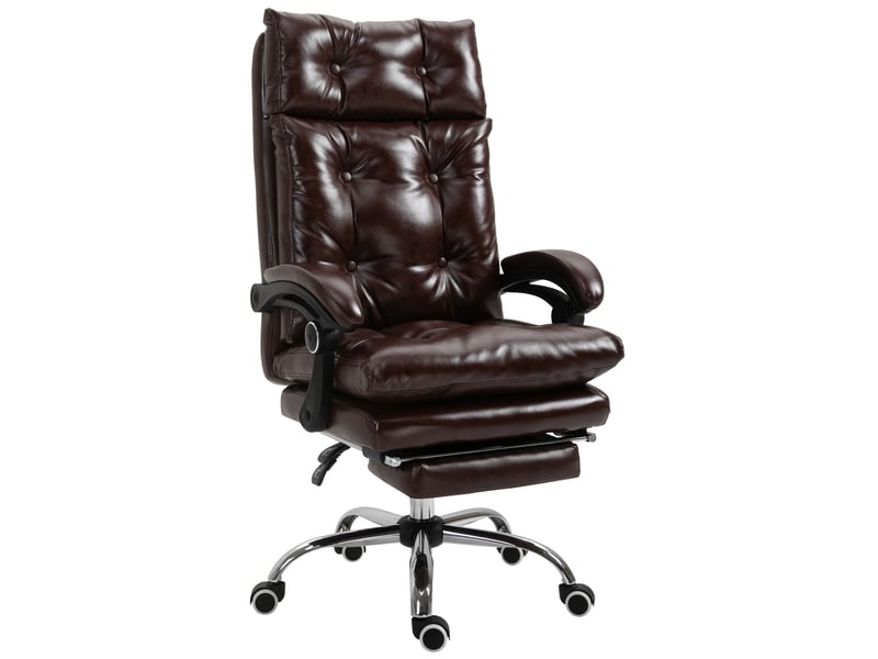  Fauteuil de bureau en cuir pu marron avec dossier inclinable à 135°  - Conforama A