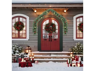 Guirlande de noël décorée avec boules et lumières led 5 m