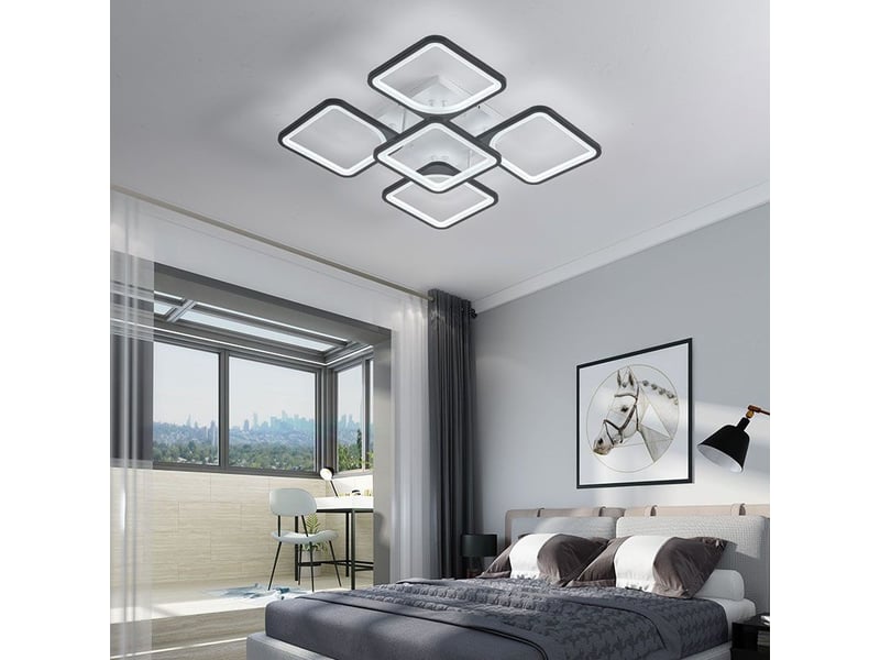  Plafonnier led moderne, 60w 7000lm simple square 5 têtes lampe de plafond led  - Conforama C
