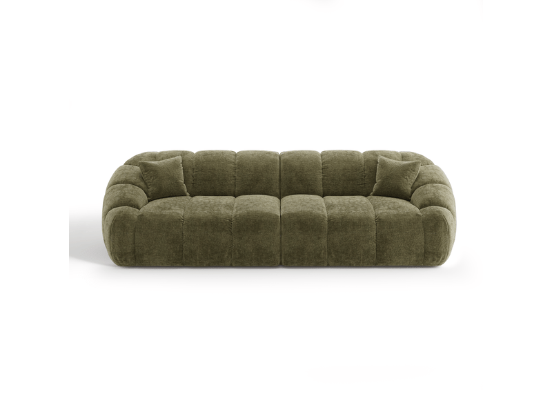 Canapé 4 places en velours gaufré vert vintage moka 1MOK4PVGVV - Conforama C