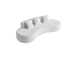 Canapé d'angle réversible fixe 3 places Velours blanc