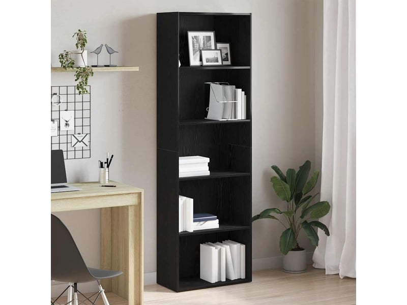 Bibliothèque, meuble de rangement salon chêne noir 60x30x189 cm bois d'ingénierie  - Conforama B