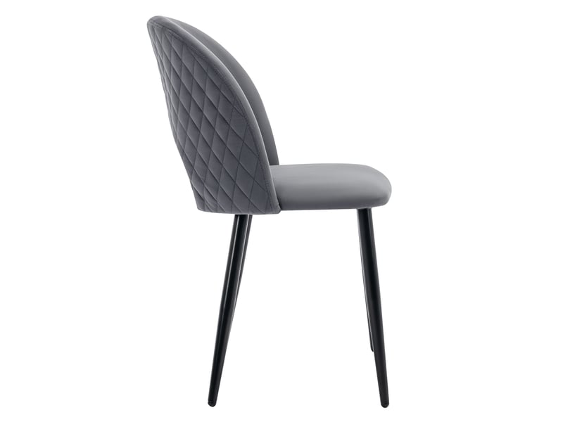  Lot de 2 chaises de salle à manger en velours gris, dossier à motif diamant et pieds réglables en métal  - Conforama A