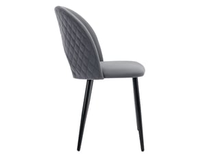Lot de 2 chaises de salle à manger en velours gris, dossier à motif diamant et pieds réglables en métal