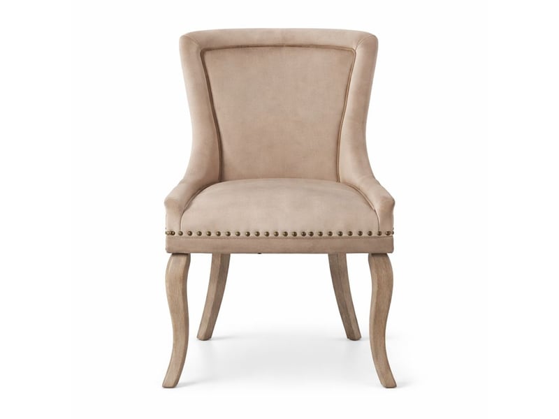  Lot de 2 chaises salle à manger en velours, clous décoratifs, pieds bois massif, pour cuisine et salon  - Conforama A