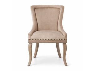 Lot de 2 chaises salle à manger en velours, clous décoratifs, pieds bois massif, pour cuisine et salon