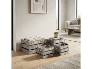 Lot de 4 boîtes décoratives en bois avec couvercle nicole