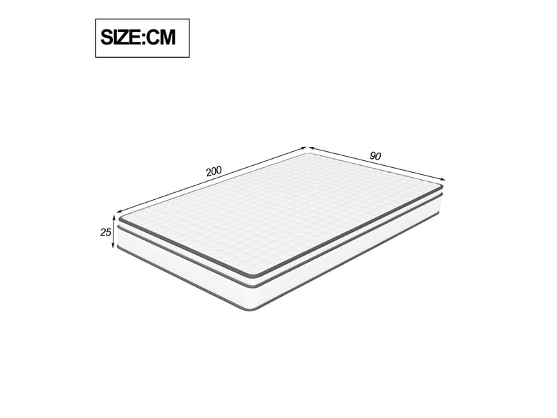  Matelas à ressorts ensachés 90x200x25 cm - blanc et bordure grise - confort ergonomique 7 zones - fermeté h2  - Conforama B