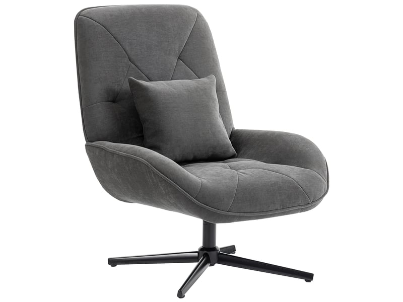  Fauteuil pivotant en chenille avec coussin lombaire gris foncé 72 x 92 x 96 cm  - Conforama B
