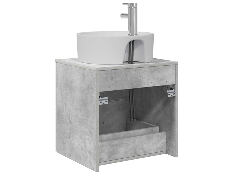 Vanité de lavabo mural, meuble de rangement gris béton 49.5x44.5x65 cm shl5086 - Conforama E