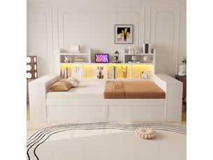 Lit coffre 90x200 cm <strong>HAVRYA</strong>  <strong></strong> coloris blanc