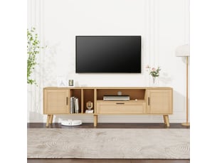 Meuble tv coloris naturel 180 cm <strong>MERAX</strong>  <strong>meuble tv naturel</strong>