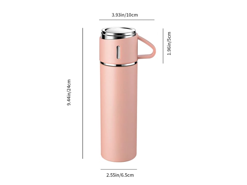  Bouteille isotherme 500ml, inox 304, avec tasse, rose  - Conforama D