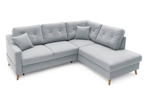 Canapé d'angle droit convertible BOBOCHIC SWEDEN 5 places Tissu Gris clair
