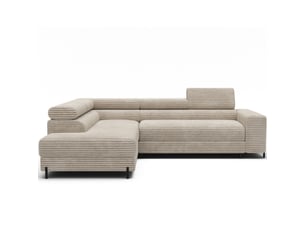 Canapé d'angle gauche fixe MEUBLORAMA  5 places Polyester beige avec coffre de rangement
