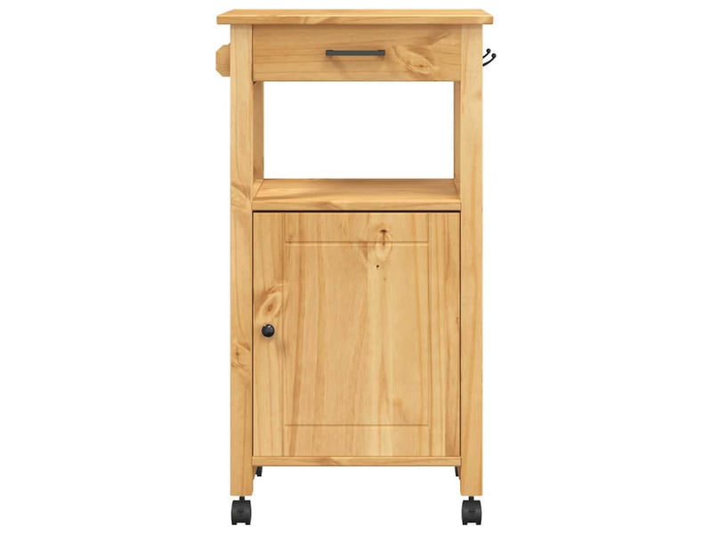 Desserte de cuisine, chariot de rangement monza 48x40x88,5 cm bois massif de pin shl31001 - Conforama E